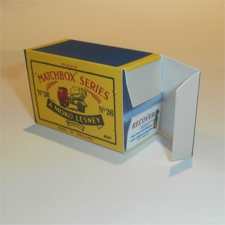 Matchbox Lesney 26a Cement Truck B Style Repro Box