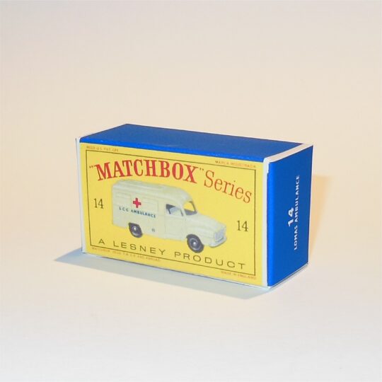 Matchbox Lesney 14 c Lomas Bedford Ambulance Repro D Style Box