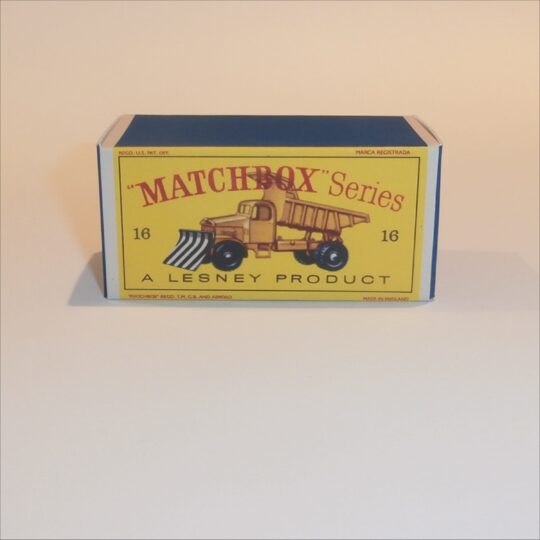 Matchbox Lesney 16c1 Snow Plough Black Stripes Empty D Style Repro Box