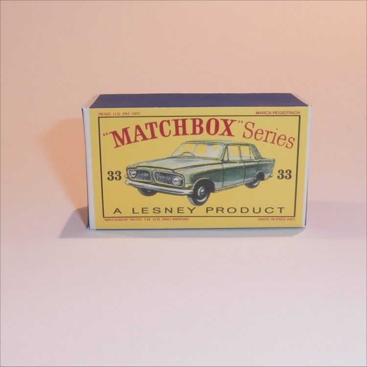 Matchbox Lesney 33b1 Ford Zephyr III Green Empty D Style Repro Box