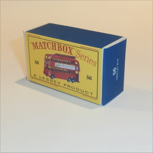 Matchbox Lesney 56a London Trolley Bus Empty D Style Repro Box