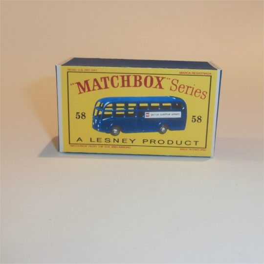 Matchbox Lesney 58a AEC Bus Coach 'BEA' Empty D Style Repro Box