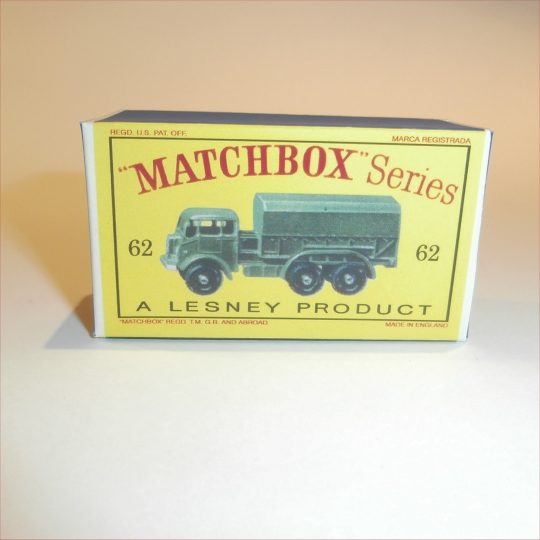 Matchbox Lesney 62a Military General Service Lorry Empty D Style Repro Box