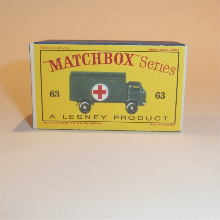 Matchbox Lesney 63a Military Ambulance Empty D Style Repro Box