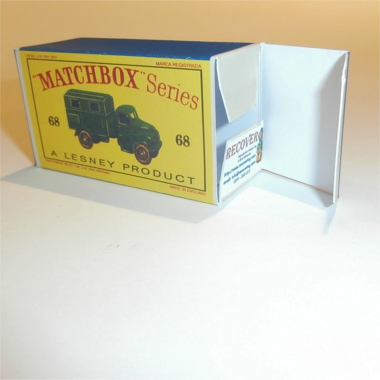 Matchbox Lesney 68a Austin Military Radio Van Empty D Style Repro Box