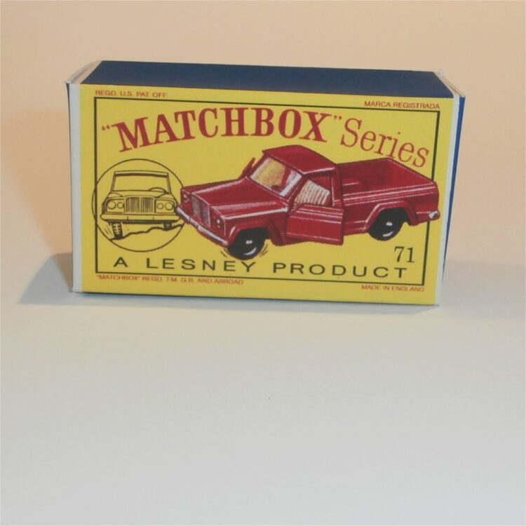 Matchbox Lesney 71b Jeep Gladiator Pick-up Truck Empty D Style Repro Box