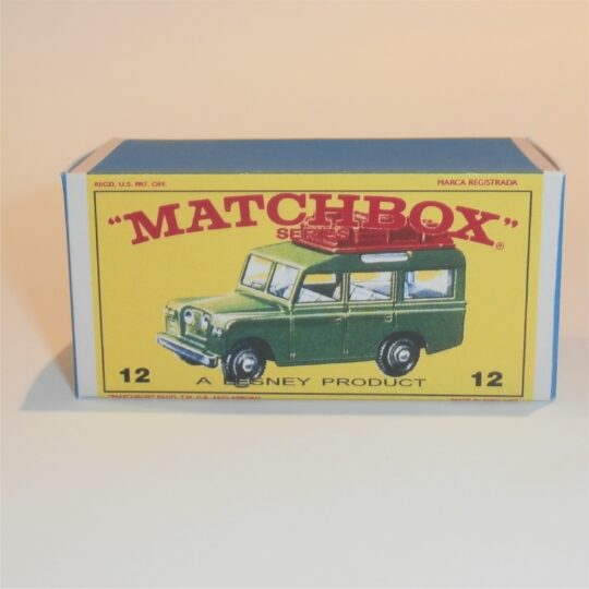 Matchbox Lesney 12 c2 Land Rover Safari Large Green E Style Repro Box