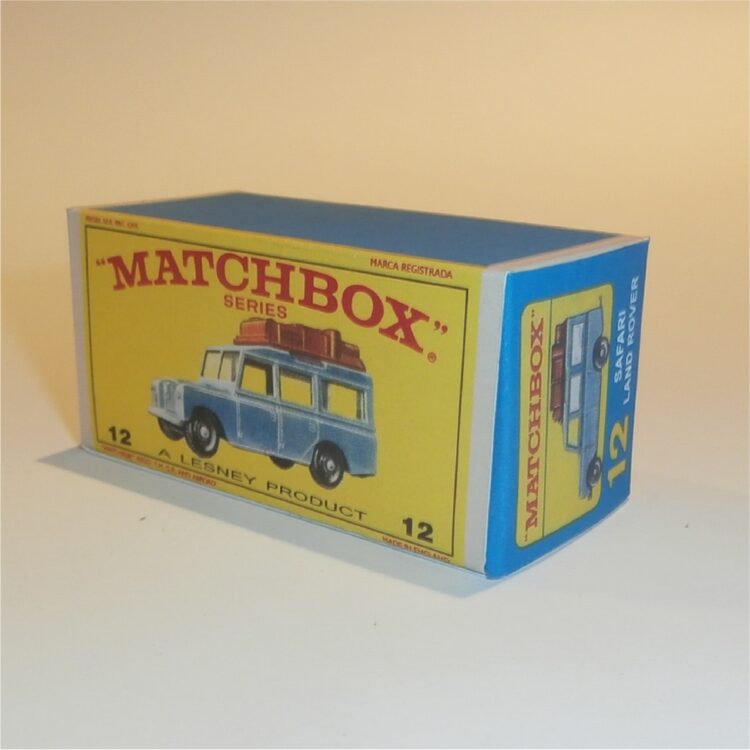 Matchbox Lesney 12 c3 Land Rover Safari Blue E Style Repro Box
