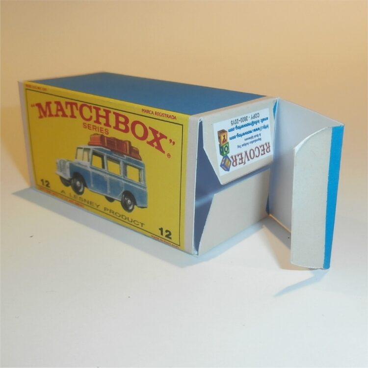 Matchbox Lesney 12 c3 Land Rover Safari Blue E Style Repro Box