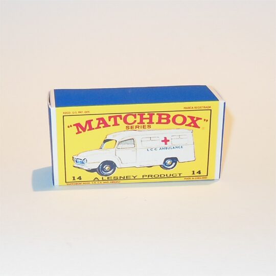 Matchbox Lesney 14 c1 Lomas Bedford Ambulance Repro E Style Box