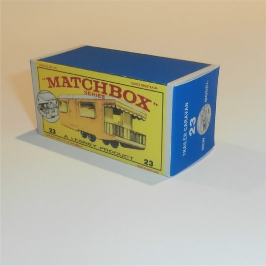 Matchbox Lesney 23d3 Trailer Caravan Yellow E Style Repro Box