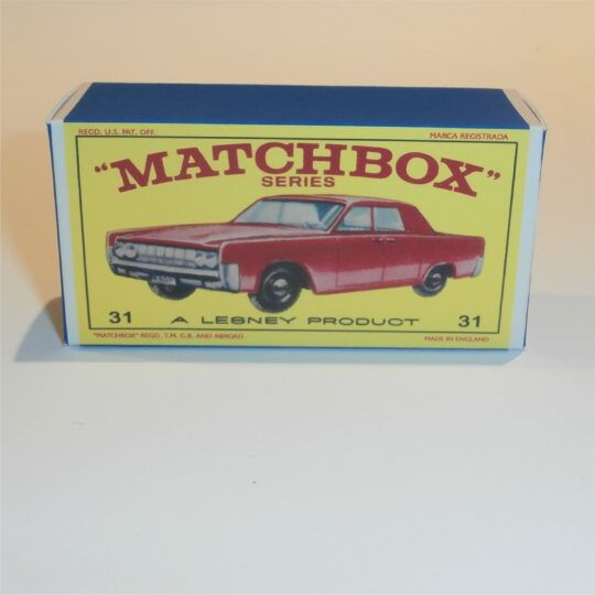 Matchbox Lesney 31c1 Lincoln Continental E Style Repro Box