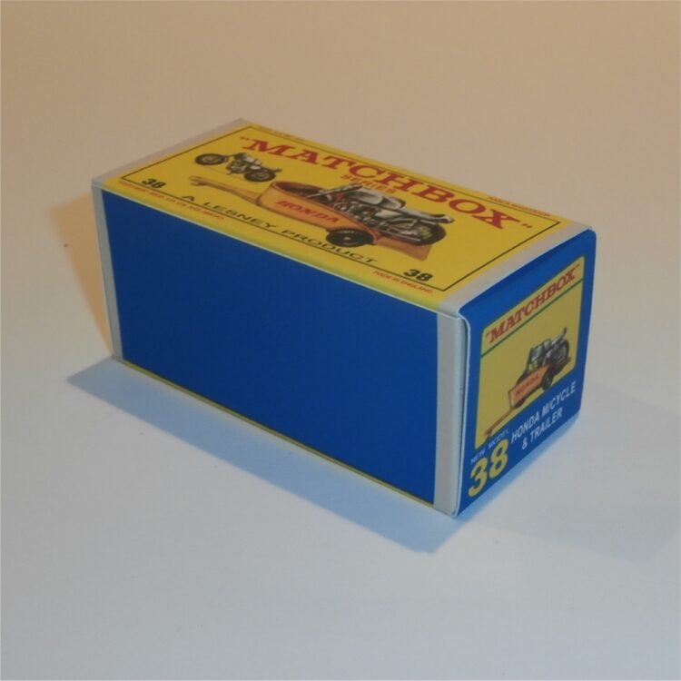 Matchbox Lesney 38c Honda Bike Yellow Trailer E Style Repro Box