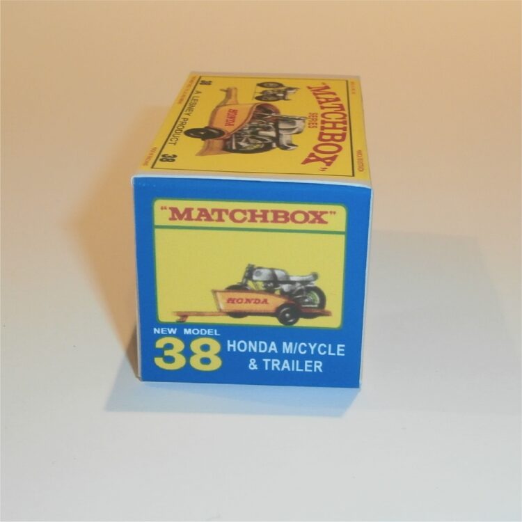 Matchbox Lesney 38c Honda Bike Yellow Trailer E Style Repro Box