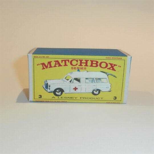 Matchbox Lesney 3c Mercedes Benz Ambulance E Style Repro Box