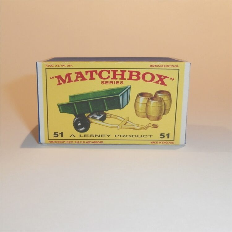 Matchbox Lesney 51b John Deere Tipping Trailer E Style Repro Box