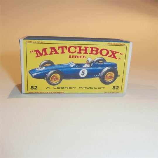Matchbox Lesney 52 b BRM Racing Car E1 E Style Repro Box