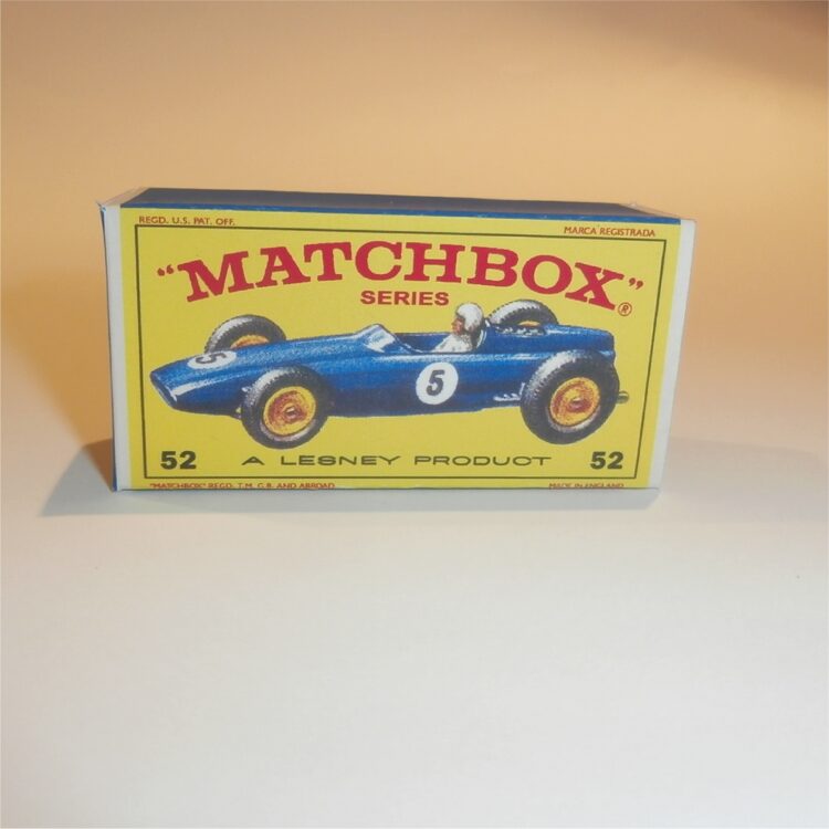 Matchbox Lesney 52 b BRM Racing Car E1 E Style Repro Box