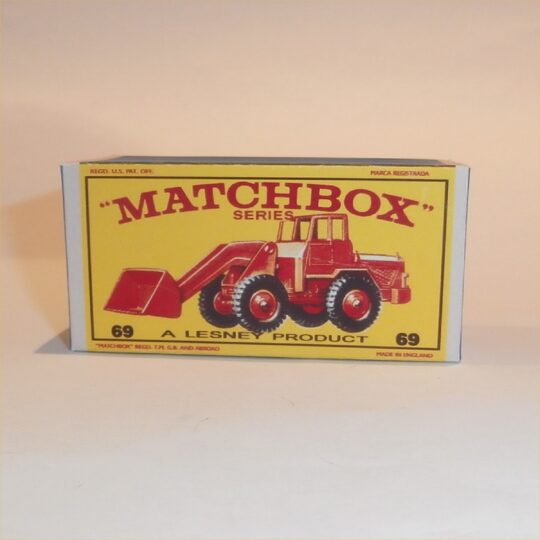 Matchbox Lesney 69 b1 Hatra Tractor Shovel Orange New Model E Style Repro Box