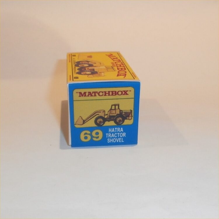 Matchbox Lesney 69 b4 Hatra Tractor Shovel Yellow E Style Repro Box