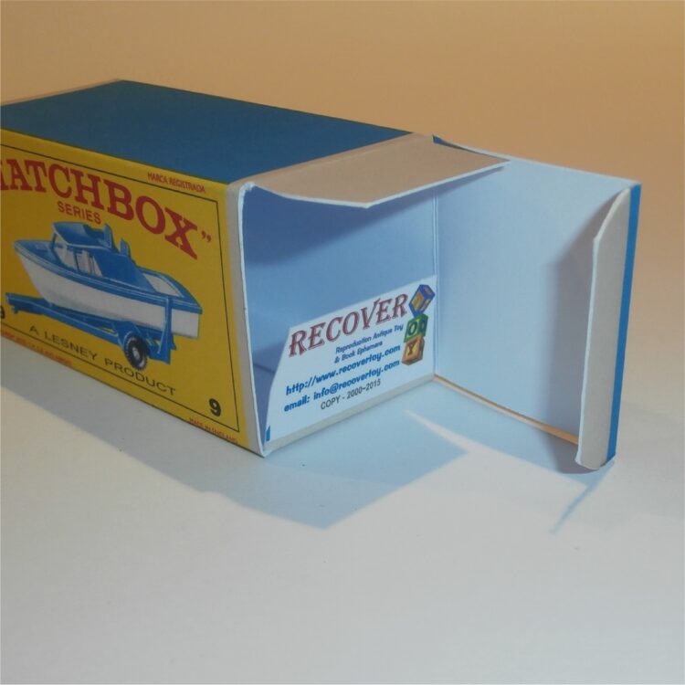 Matchbox Lesney 9 d Boat & Trailer E Style Repro Box