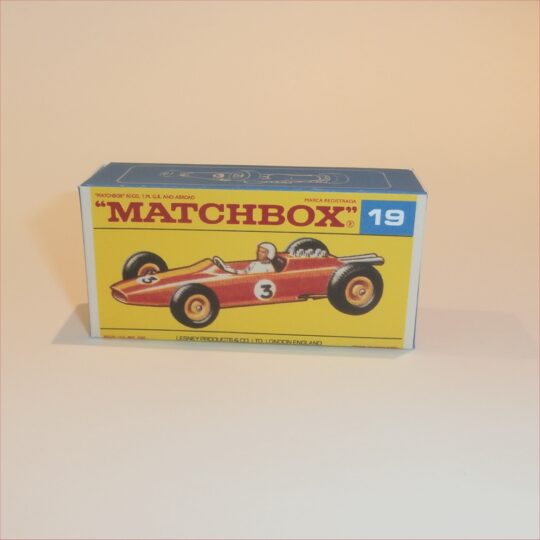 Matchbox Lesney 19d Lotus Racing Car F Style Repro Box