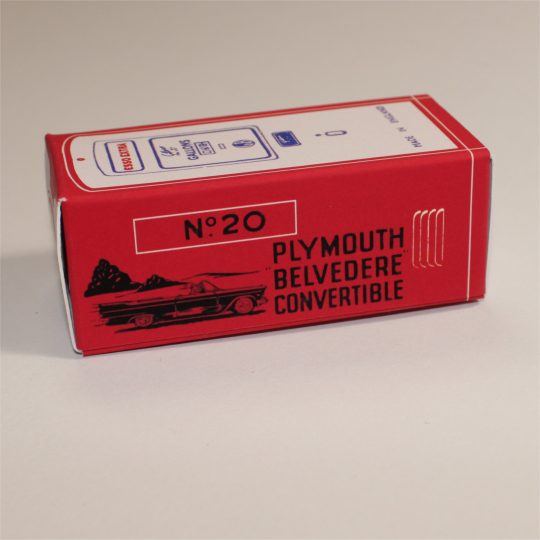 Morestone Budgie Esso Petrol Pump Series 20 Plymouth Convertible Sedan Repro Box