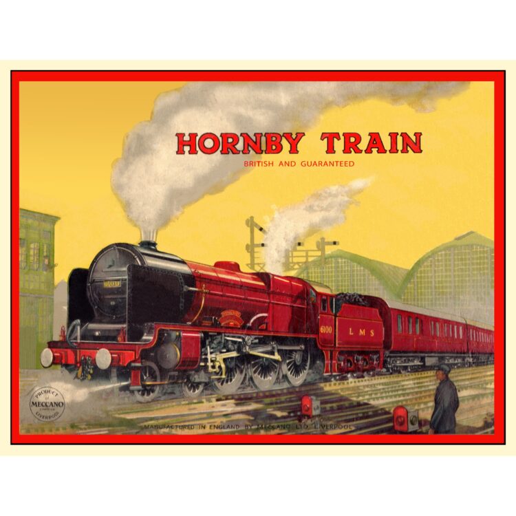 Hornby O Guage Train Set Box Lid Sheet Royal Scot 4-6-0 Passenger Train in Yard