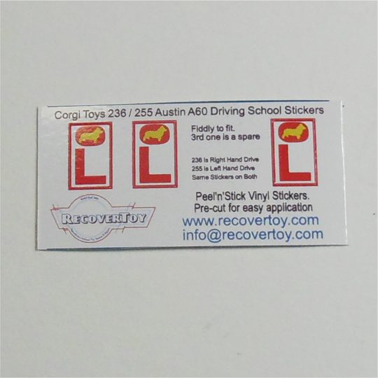 Corgi Toys 236 255 Austin A60 Driving School Stickers Set