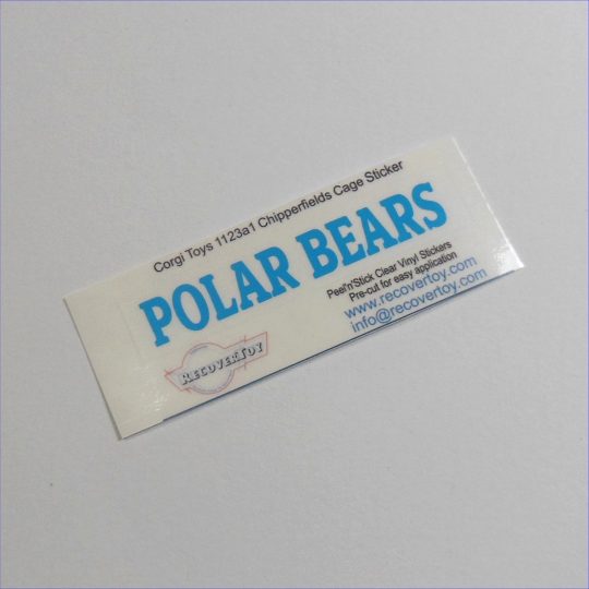 Corgi Toys 1123 Chipperfields Circus Animal Cage Trailer Polar Bears Sticker