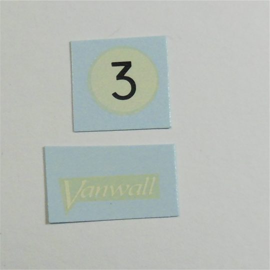 Corgi Toys 150 Vanwall Racing Car Logo with RN#3 Decal Set