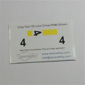 Corgi Toys  155 Lotus Climax Racing Car Stripe with RN#4 Sticker Set