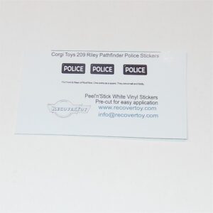 Corgi Toys 209 Riley Pathfinder Police Roofbox Stickers