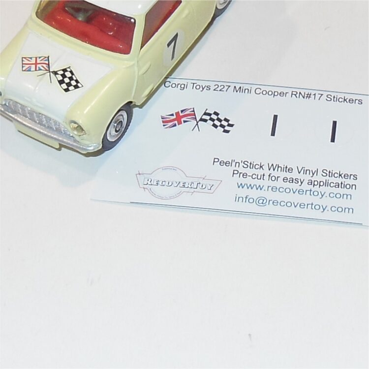 Corgi Toys 227 Morris Mini Cooper Flags & RN#1 Stickers