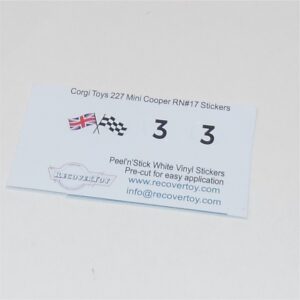 Corgi Toys  227 Morris Mini Cooper Flags & RN#3 Stickers