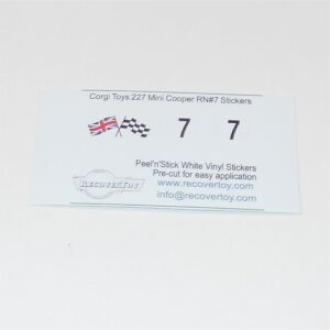 Corgi Toys  227 Morris Mini Cooper Flags & RN#7 Stickers