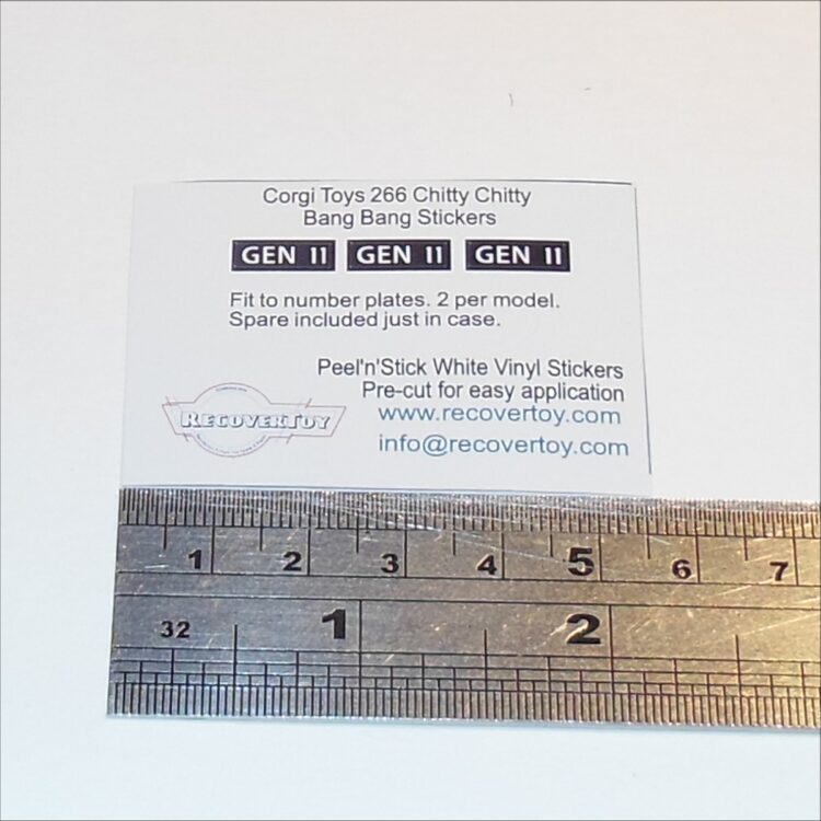 Corgi Toys 266 Chitty Chitty Bang Bang GENII Number Plate Stickers