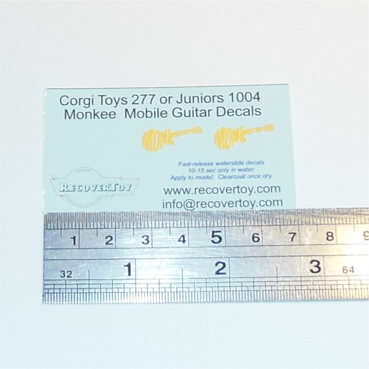 Corgi Toys 277 Monkeemobile Monkees Guitar Logo Decal Set