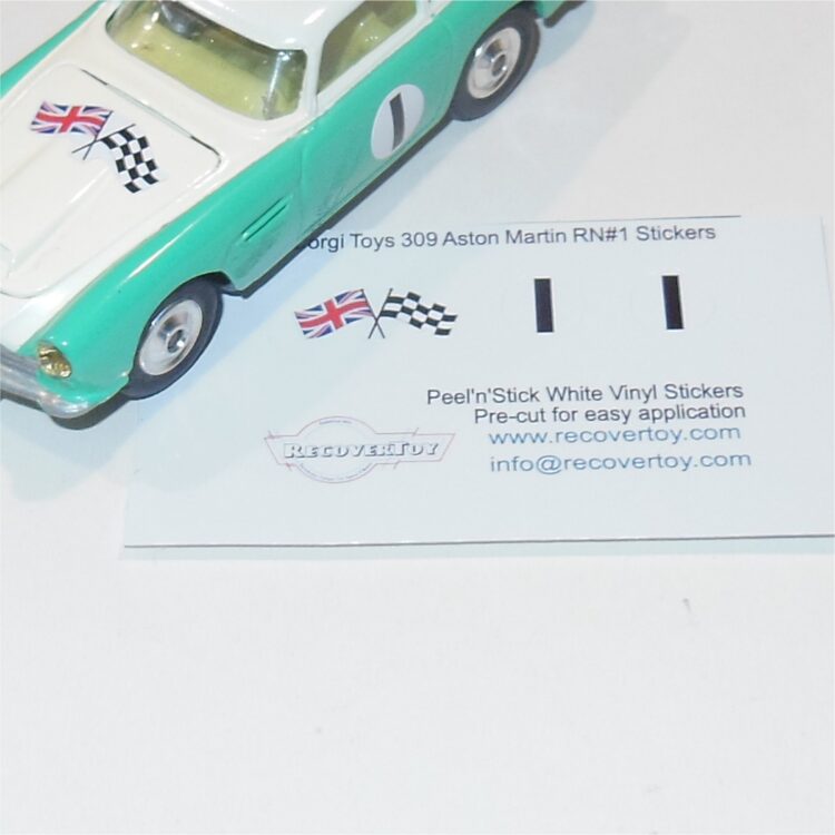 Corgi Toys 309 Aston Martin Flags & RN#1 Stickers