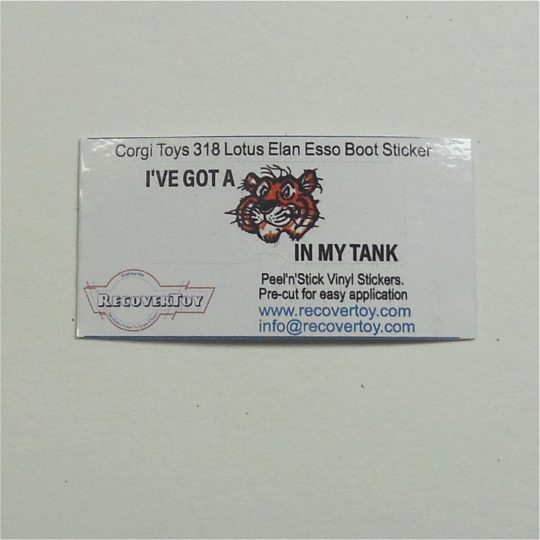 Corgi Toys 318 Lotus Elan Tiger in Your Tank Boot Trunk Sticker