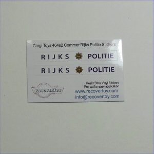 Corgi Toys  464 Commer Rijks Politie Police Van Stickers