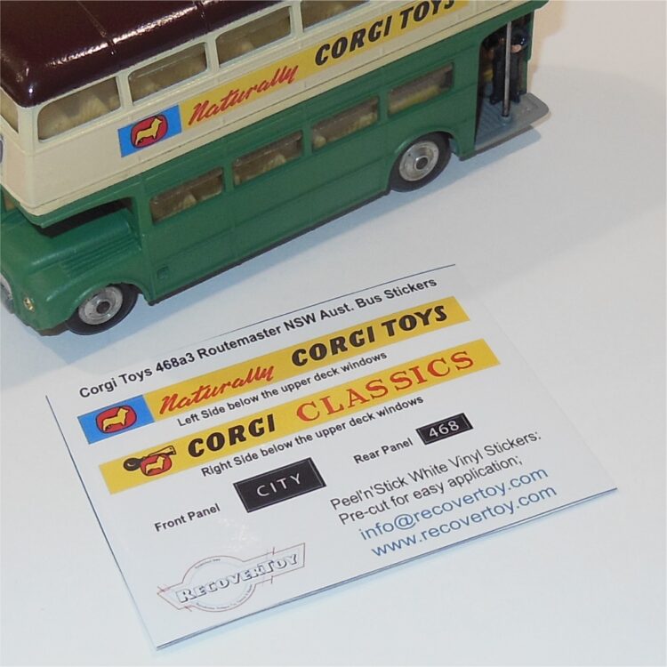 Corgi Toys 468 Routemaster Bus Sticker Set a3s Rare NSW Livery