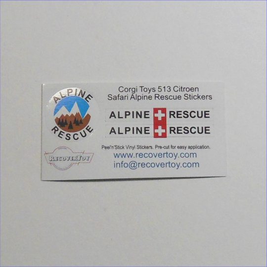 Corgi Toys 513 Citroen Safari DS19 Alpine Rescue Sticker Set