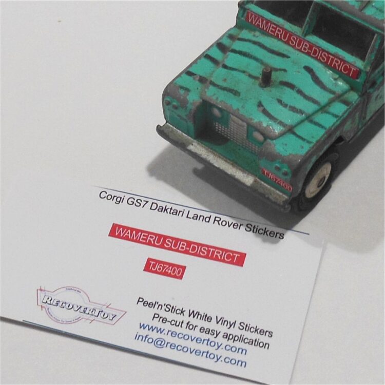 Corgi Toys Gift Set 7 Daktari Land Rover Sticker Set