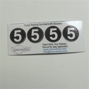 Corgi Toys Racing Cars White Number #5 on Black Roundel Set of 4 Stickers