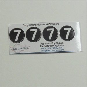 Corgi Toys Racing Cars White Number #7 on Black Roundel Set of 4 Stickers