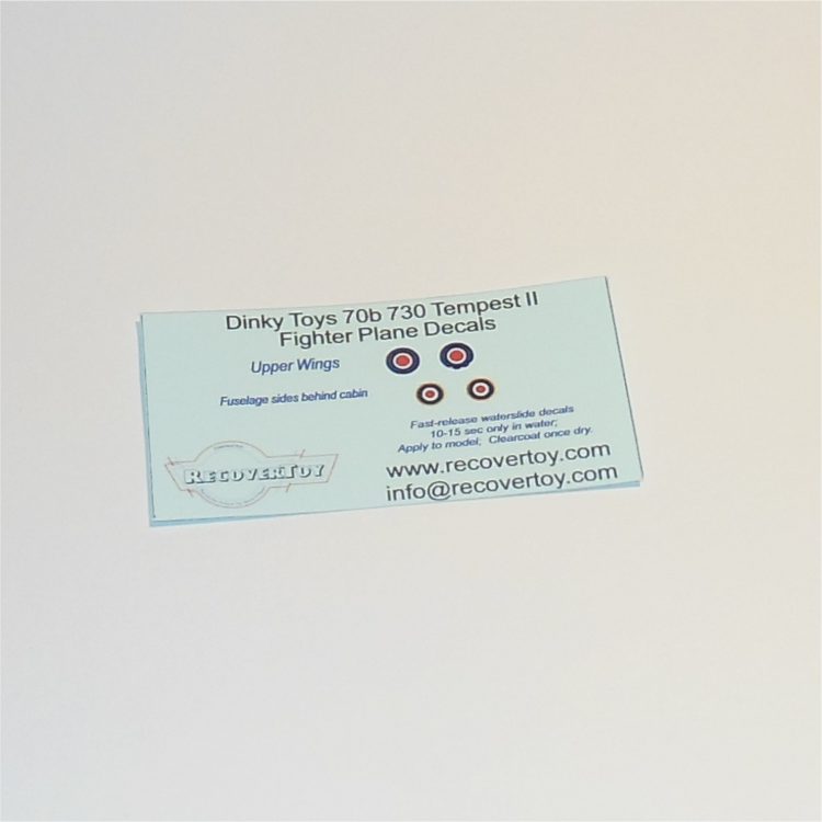 Dinky Toys 70b 730 Tempest II Fighter RAF Roundels Decal Set