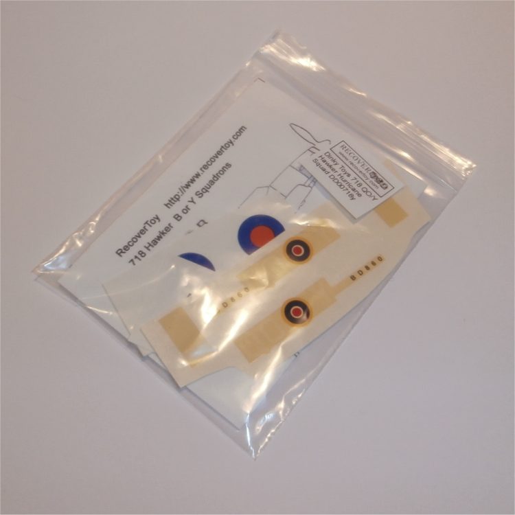 Dinky Toys 718 Hawker Hurricane QO Y Squadron Decal Set