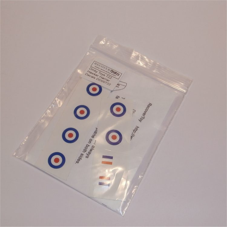 Dinky Toys 722 Hawker Harrier Jump Jet Sticker Set