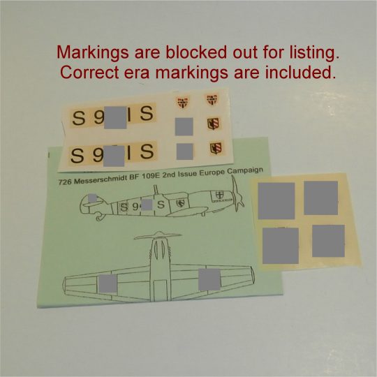Dinky Toys 726 Messerschmitt European Campaign Decal Set